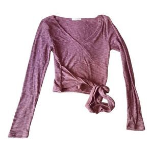 Le Lis Mauve Ribbed Wrap Blouse